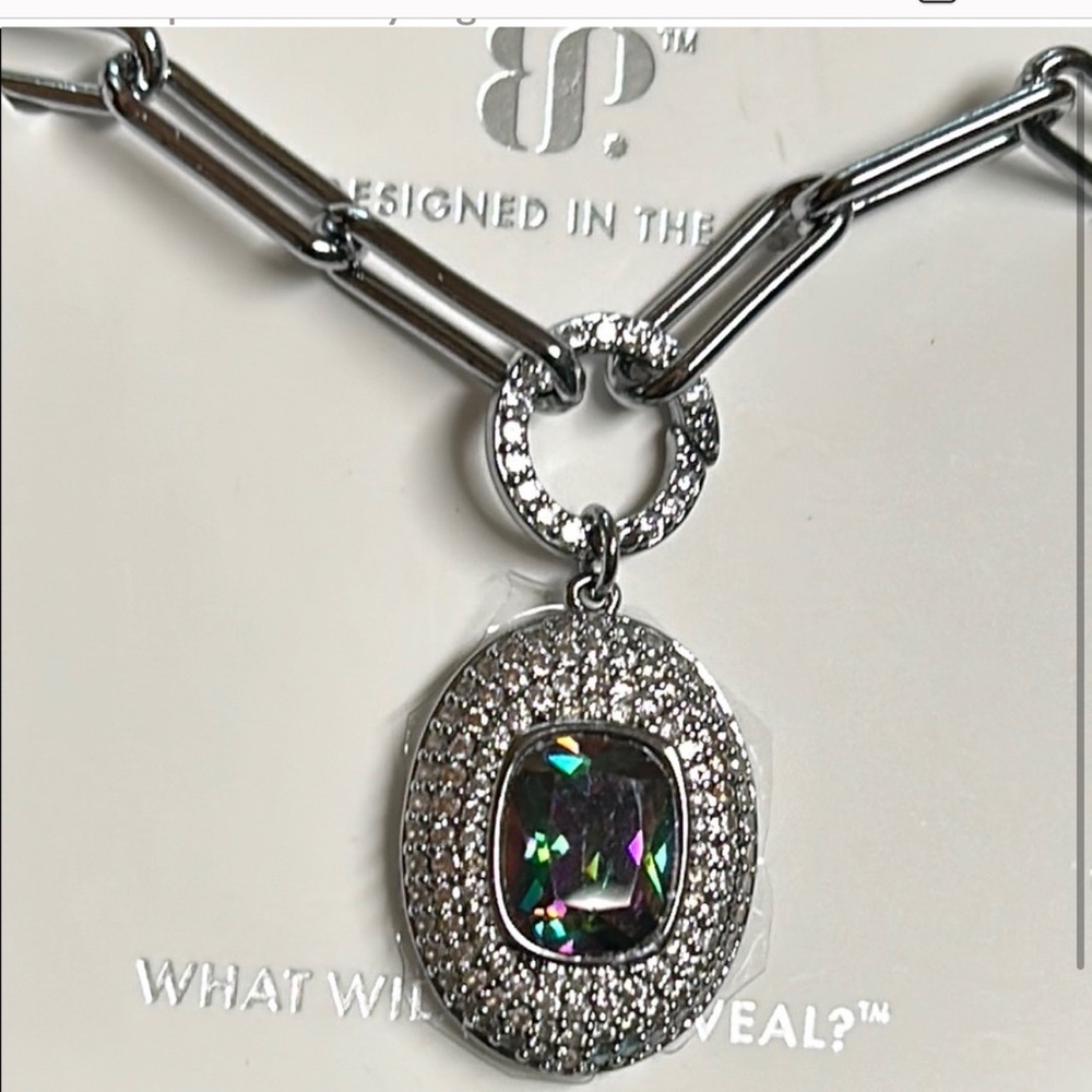 Silver Pendant with Iridescent Stone